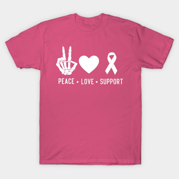 Peace Love support breast cancer awareness T-Shirt by Aymoon05